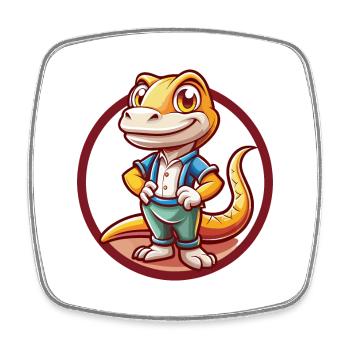 Lizard Funny Kawaii Cartoon Clipart Animal Pet - Square fridge magnet - white - Front