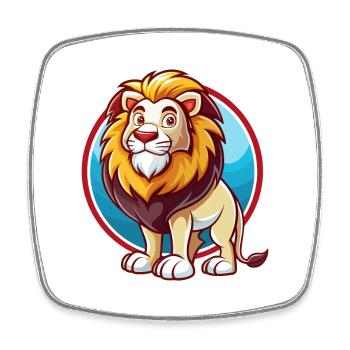 Lion Cute Funny Kawaii Cartoon Clipart Animal Pet - Square fridge magnet - white - Front