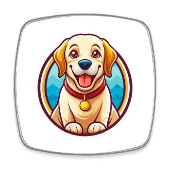 Labrador retriever chien drôle Kawaii dessin animé Animal - Magnet carré - blanc - Devant
