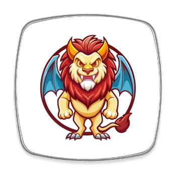 Manticore Drôle Kawaii Dessin animé Clipart Animal de compagnie - Magnet carré - blanc - Devant