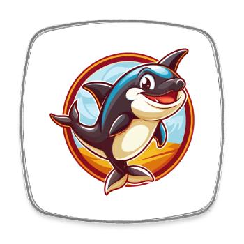 Orca Cute Funny Kawaii Cartoon Clipart Animal Pet - Square fridge magnet - white - Front