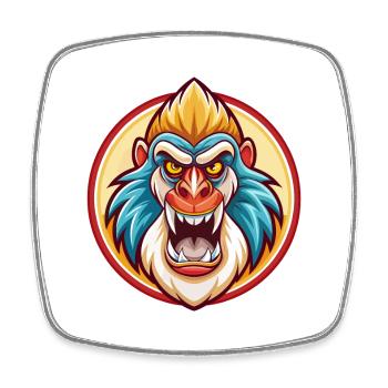 Mandrill Drôle Kawaii Dessin animé Clipart Animal Animal de compagnie - Magnet carré - blanc - Devant