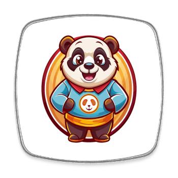Panda Niedlich Lustig Kawaii Cartoon Clipart Tier Haustier - Viereckiger Kühlschrankmagnet - Weiß - Vorne