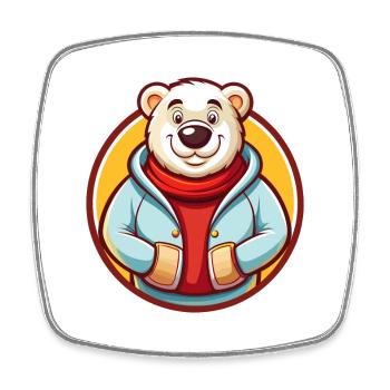 ours polaire drôle kawaii dessin animé clipart animal de compagnie - Magnet carré - blanc - Devant