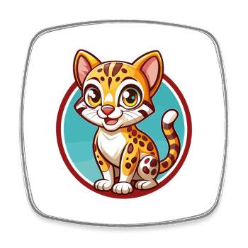 Ocelot Lustige Kawaii Cartoon Clipart Tier Haustier - Viereckiger Kühlschrankmagnet - Weiß - Vorne