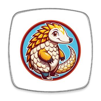 Pangolin Funny Kawaii Cartoon Clipart Animal Pet - Square fridge magnet - white - Front