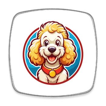 Caniche chien drôle Kawaii dessin animé Clipart animal de compagnie - Magnet carré - blanc - Devant