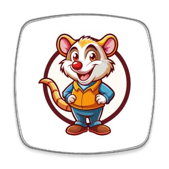 Possum Funny Kawaii Cartoon Clipart Animal Pet - Square fridge magnet - white - Front