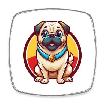Carlin Chien Drôle Kawaii Dessin animé Clipart Animal Animal - Magnet carré - blanc - Devant