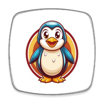 Pinguin Lustig Kawaii Cartoon Clipart Tier Haustier - Viereckiger Kühlschrankmagnet - Weiß - Vorne