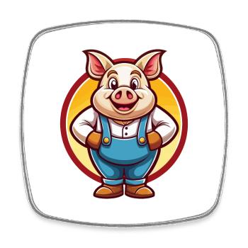 Cochon mignon drôle Kawaii dessin animé Clipart animal de compagnie - Magnet carré - blanc - Devant