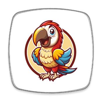 Papagei Lustig Kawaii Cartoon Clipart Tier Haustier - Viereckiger Kühlschrankmagnet - Weiß - Vorne