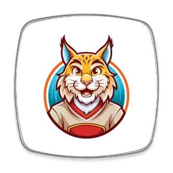 Luchs Niedlich Lustig Kawaii Cartoon Clipart Tier Haustier - Viereckiger Kühlschrankmagnet - Weiß - Vorne