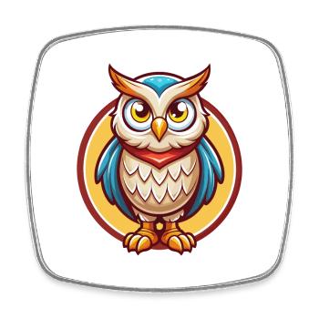 Owl Cute Funny Kawaii Cartoon Clipart Animal Pet - Square fridge magnet - white - Front