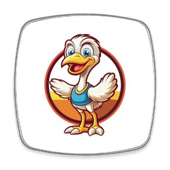 Strauß Lustig Kawaii Cartoon Clipart Tier Haustier - Viereckiger Kühlschrankmagnet - Weiß - Vorne