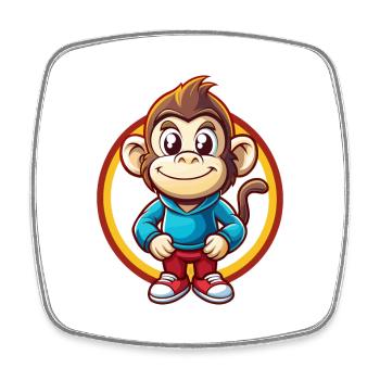 Monkey Funny Kawaii Cartoon Clipart Animal Pet - Square fridge magnet - white - Front