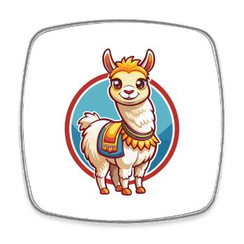 Lama mignon drôle Kawaii dessin animé Clipart animal de compagnie - Magnet carré - blanc - Devant
