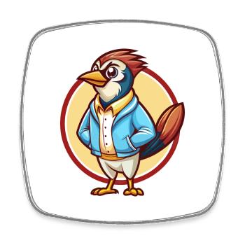 Jay Vogel Lustig Kawaii Cartoon Clipart Tier Haustier - Viereckiger Kühlschrankmagnet - Weiß - Vorne