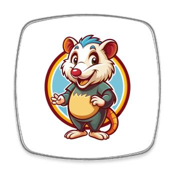 Opossum Lustig Kawaii Cartoon Clipart Tier Haustier - Viereckiger Kühlschrankmagnet - Weiß - Vorne