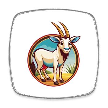 Oryx mignon drôle Kawaii dessin animé Clipart animal de compagnie - Magnet carré - blanc - Devant