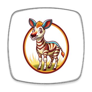Okapi Cute Funny Kawaii Cartoon Clipart Animal Pet - Square fridge magnet - white - Front