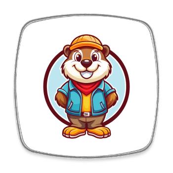 Marmot Funny Kawaii Cartoon Clipart Animal Pet - Square fridge magnet - white - Front