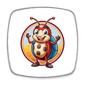 coccinelle drôle kawaii dessin animé clipart animal de compagnie - Magnet carré - blanc - Devant