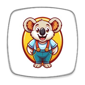Koala Niedlich Lustig Kawaii Cartoon Clipart Tier Haustier - Viereckiger Kühlschrankmagnet - Weiß - Vorne
