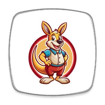 Kangaroo Funny Kawaii Cartoon Clipart Animal Pet - Square fridge magnet - white - Front