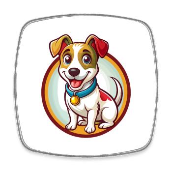 Jack Russell Terrier Hund Lustiges Kawaii Cartoon Haustier - Viereckiger Kühlschrankmagnet - Weiß - Vorne