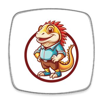 Iguana Funny Kawaii Cartoon Clipart Animal Pet - Square fridge magnet - white - Front