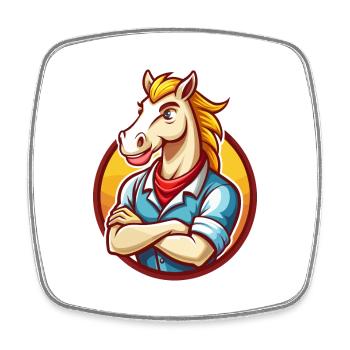 cheval mignon drôle kawaii dessin animé clipart animal de compagnie - Magnet carré - blanc - Devant