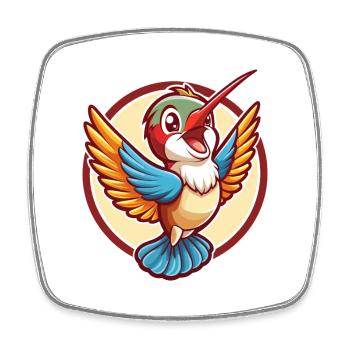 colibri drôle kawaii dessin animé clipart animal - Magnet carré - blanc - Devant