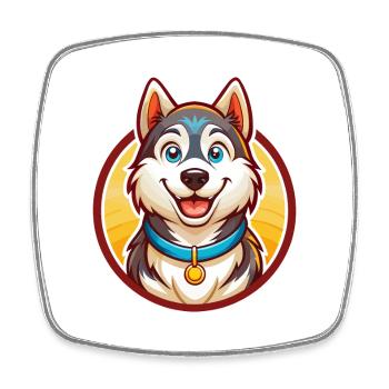 Husky Dog Funny Kawaii Cartoon Clipart Animal Pet - Square fridge magnet - white - Front