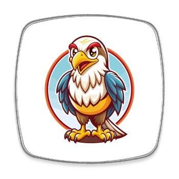 Falke Niedlich Lustig Kawaii Cartoon Clipart Tier Haustier - Viereckiger Kühlschrankmagnet - Weiß - Vorne