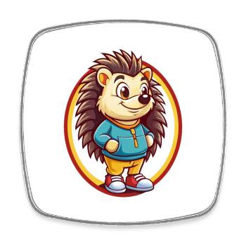 hérisson drôle Kawaii dessin animé Clipart animal de compagnie - Magnet carré - blanc - Devant