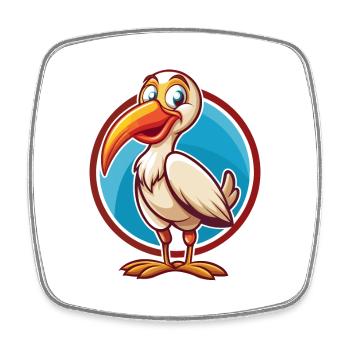 Ibis Cute Funny Kawaii Cartoon Clipart Animal Pet - Square fridge magnet - white - Front