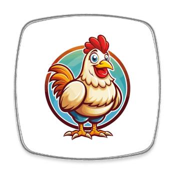 Poule mignon drôle Kawaii dessin animé Clipart animal de compagnie - Magnet carré - blanc - Devant