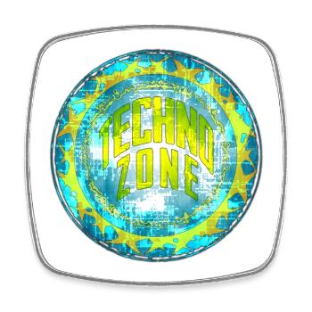 Cyber Techno Design avec des couleurs fluorescentes - Magnet carré - blanc - Devant