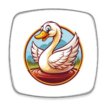 cygne mignon drôle kawaii dessin animé clipart animal de compagnie - Magnet carré - blanc - Devant