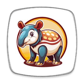 Tapir Cute Funny Kawaii Cartoon Clipart Animal Pet - Square fridge magnet - white - Front
