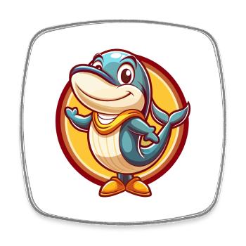 baleine mignon drôle kawaii dessin animé clipart animal de compagnie - Magnet carré - blanc - Devant