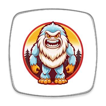 Yeti Cute Funny Kawaii Cartoon Clipart Animal Pet - Square fridge magnet - white - Front