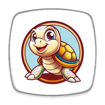 Turtle Funny Kawaii Cartoon Clipart Animal Pet - Square fridge magnet - white - Front