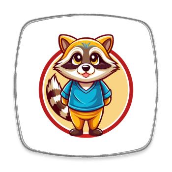 raton laveur drôle Kawaii dessin animé Clipart animal de compagnie - Magnet carré - blanc - Devant