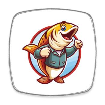 Salmon Funny Kawaii Cartoon Clipart Animal Pet - Square fridge magnet - white - Front