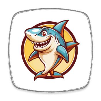 requin mignon drôle kawaii dessin animé clipart animal de compagnie - Magnet carré - blanc - Devant
