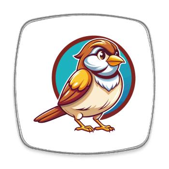 Spatz Lustige Kawaii Cartoon Clipart Tier Haustier - Viereckiger Kühlschrankmagnet - Weiß - Vorne