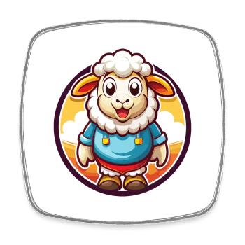 Sheep Cute Funny Kawaii Cartoon Clipart Animal Pet - Square fridge magnet - white - Front