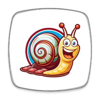 Snail Cute Funny Kawaii Cartoon Clipart Animal Pet - Square fridge magnet - white - Front